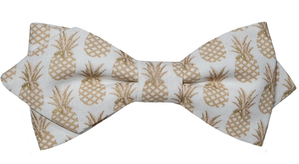 Nœud papillon blanc ananas dorés