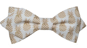 Nœud papillon blanc ananas dorés