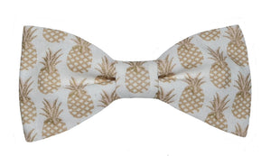 Noeud papillon blanc motifs ananas dorés - Effet Noeud Pap