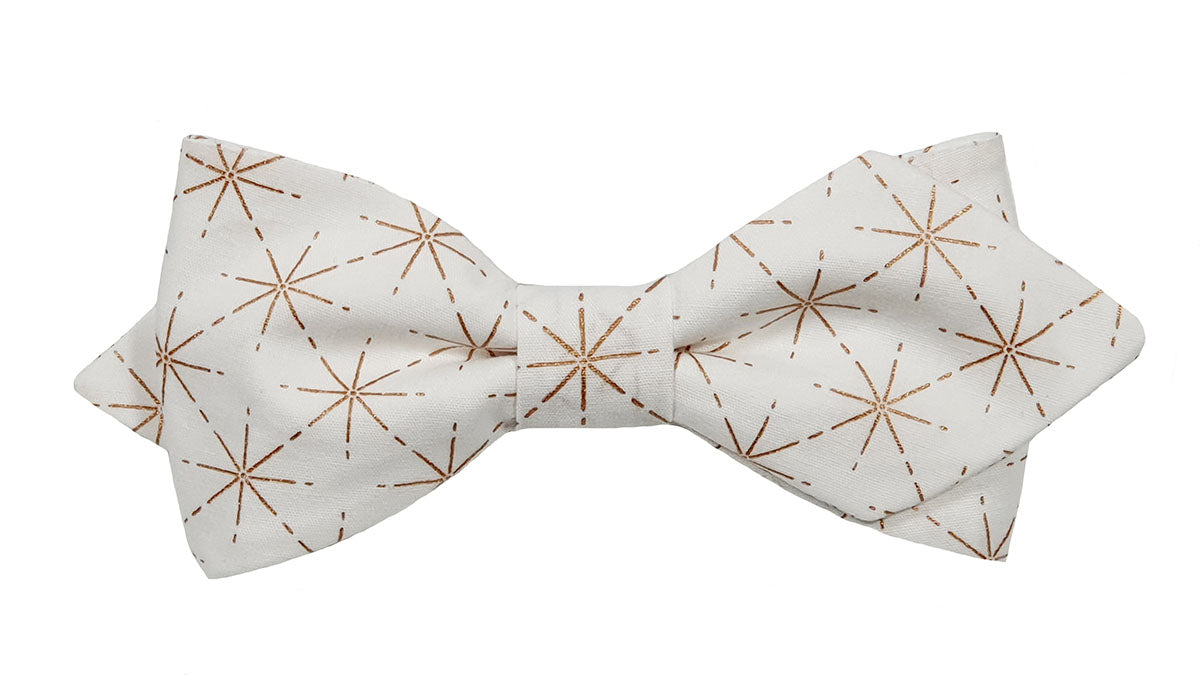 Noeud papillon blanc étoiles dorées