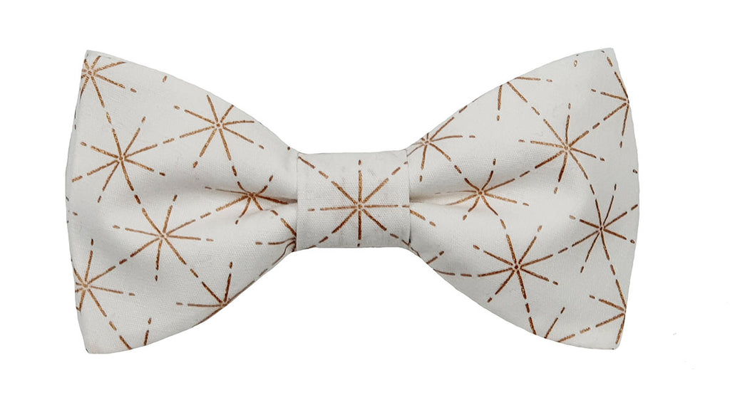 Noeud papillon blanc étoiles dorées