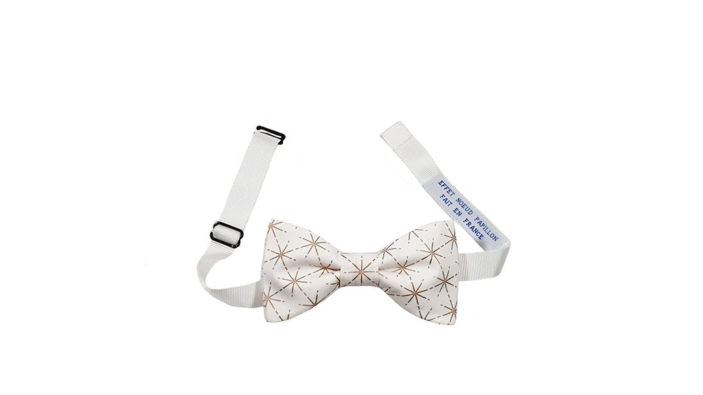 Noeud papillon blanc étoiles dorées
