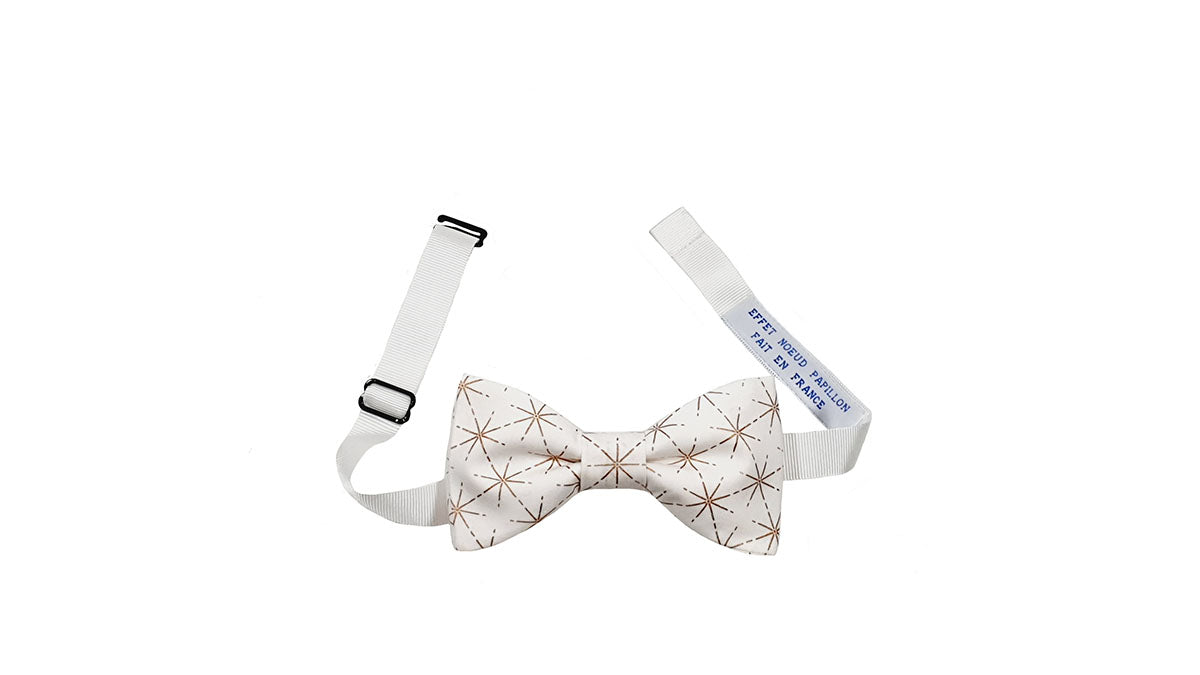 Noeud papillon blanc étoiles dorées