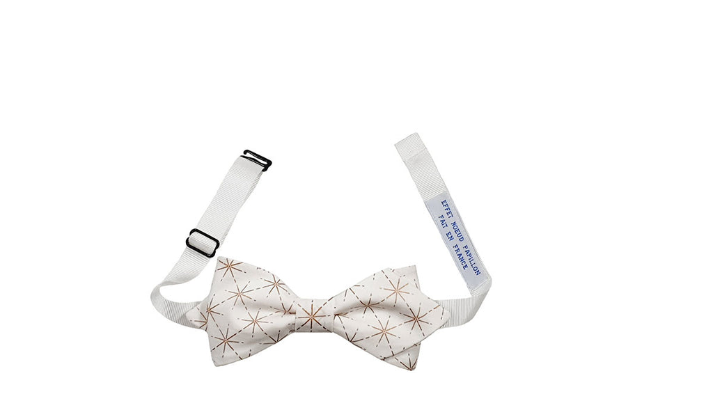 Noeud papillon blanc étoiles dorées