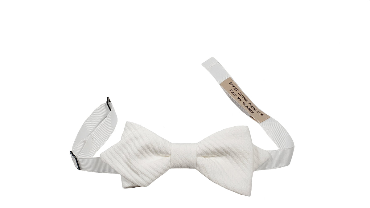 Noeud papillon blanc motifs ton sur ton