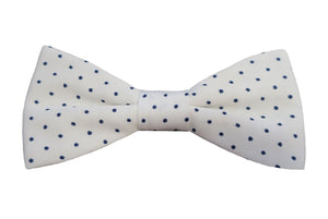 Noeud papillon blanc à pois bleus - Effet Noeud Pap
