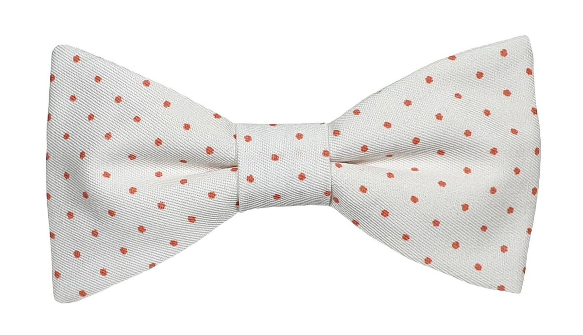 Noeud papillon blanc à pois corail - Effet Noeud Pap