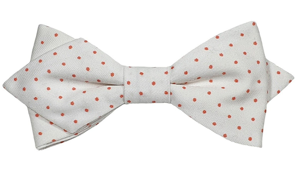 Noeud papillon blanc à pois corail - Effet Noeud Pap