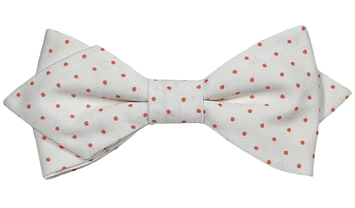 Noeud papillon blanc à pois corail - Effet Noeud Pap