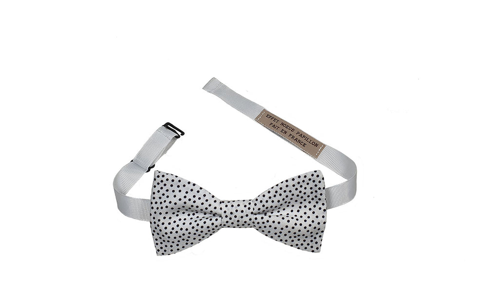 Noeud papillon blanc à pois noirs - Effet Noeud Pap