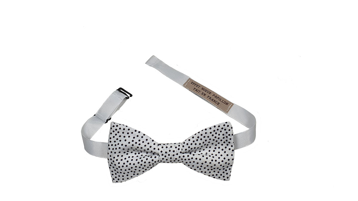 Noeud papillon blanc à pois noirs - Effet Noeud Pap