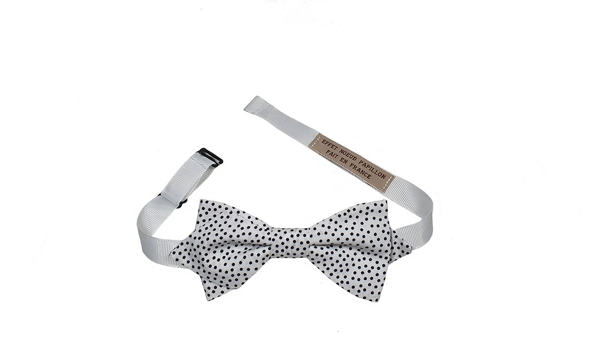 Noeud papillon blanc à pois noirs - Effet Noeud Pap