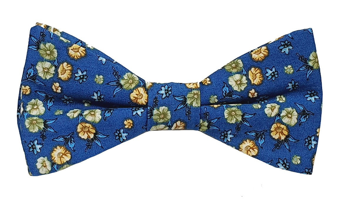 Noeud papillon fleuri bleu, jaune et vert - Effet Noeud Pap