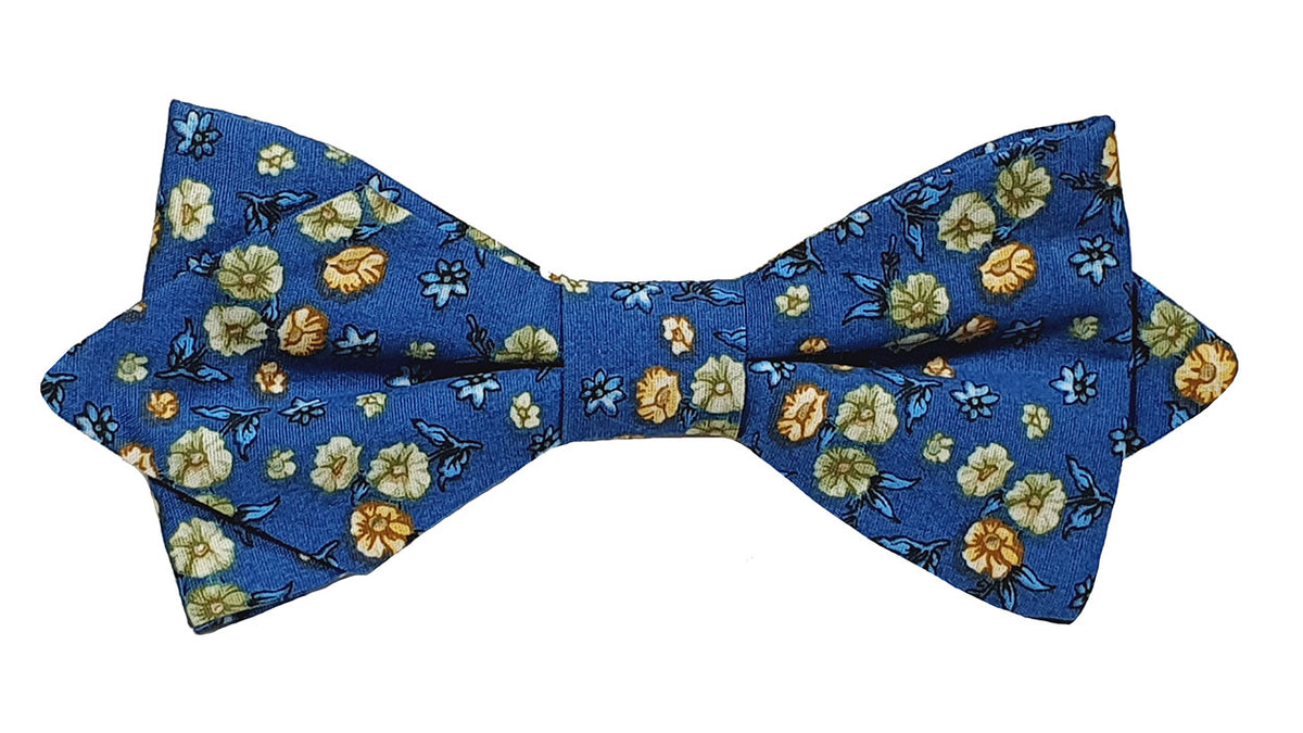 Noeud papillon fleuri bleu, jaune et vert - Effet Noeud Pap