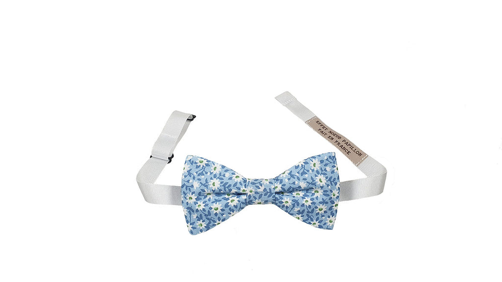 Noeud papillon fleuri bleu et blanc - Effet Noeud Pap