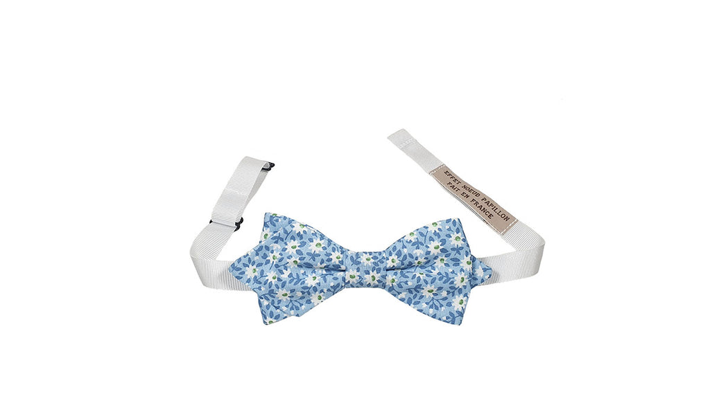 Noeud papillon fleuri bleu et blanc - Effet Noeud Pap