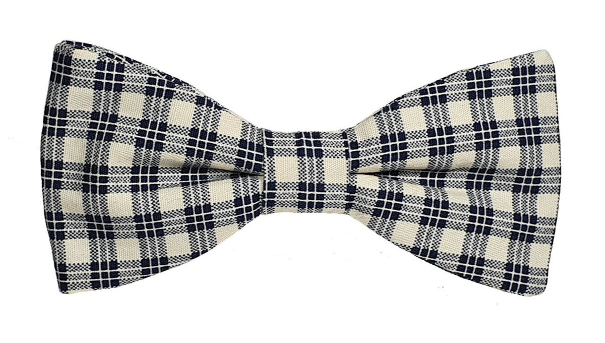 Noeud papillon à carreaux bleus et crème - Effet Noeud Pap