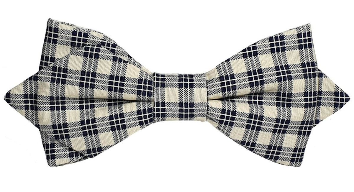 Noeud papillon à carreaux bleus et crème - Effet Noeud Pap