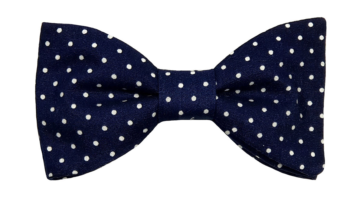 Noeud papillon bleu foncé à pois blancs - Effet Noeud Pap