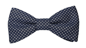 Noeud papillon bleu foncé motifs blancs