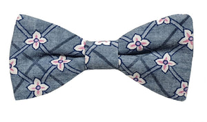 Noeud papillon fleuri bleu pastel et blanc - Effet Noeud Pap