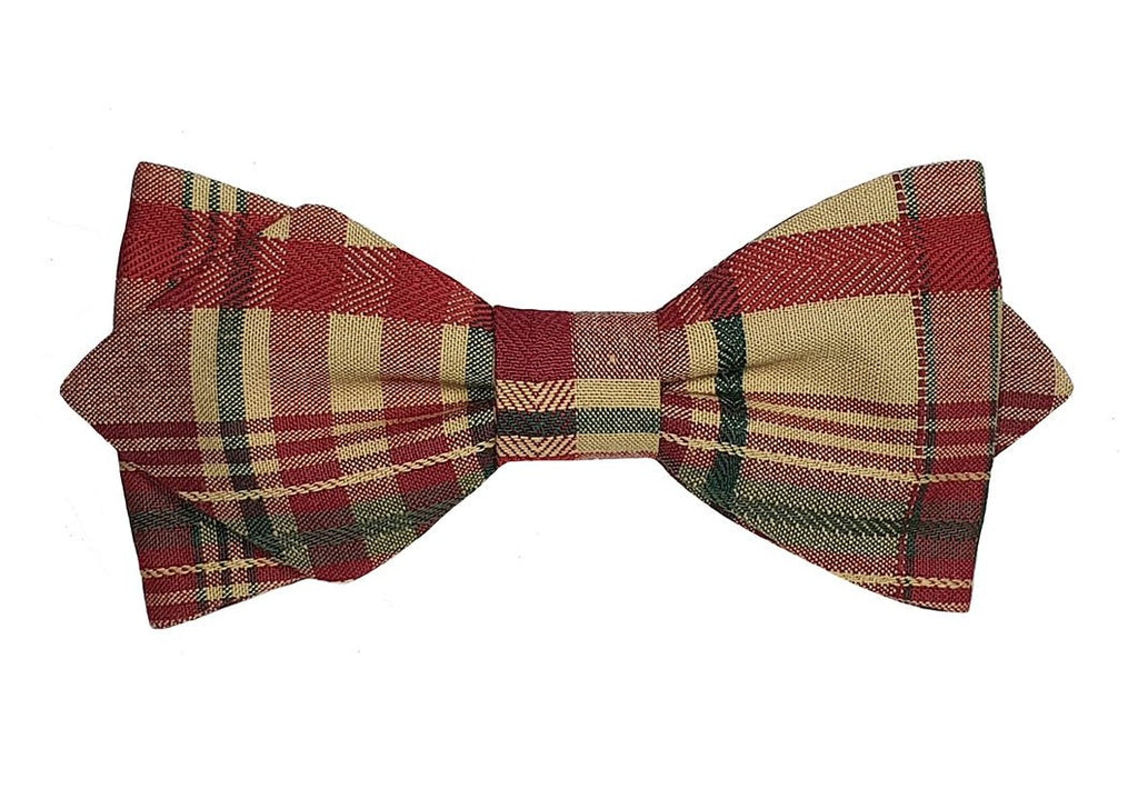 Nœud papillon carreaux bordeaux beige et vert