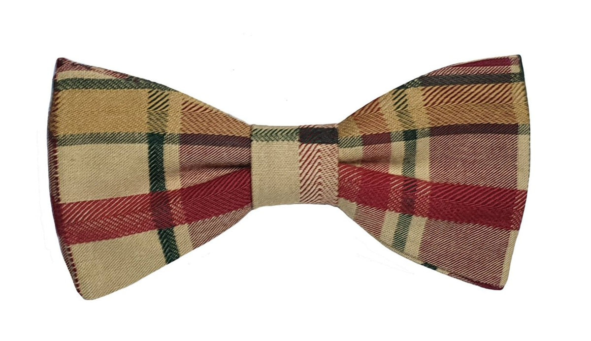 Noeud papillon à carreaux bordeaux, beige et vert - Effet Noeud Pap