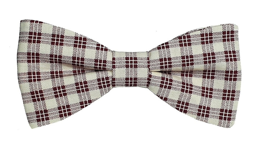 Noeud papillon à carreaux bordeaux et crème - Effet Noeud Pap