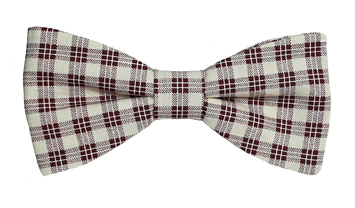 Noeud papillon à carreaux bordeaux et crème - Effet Noeud Pap