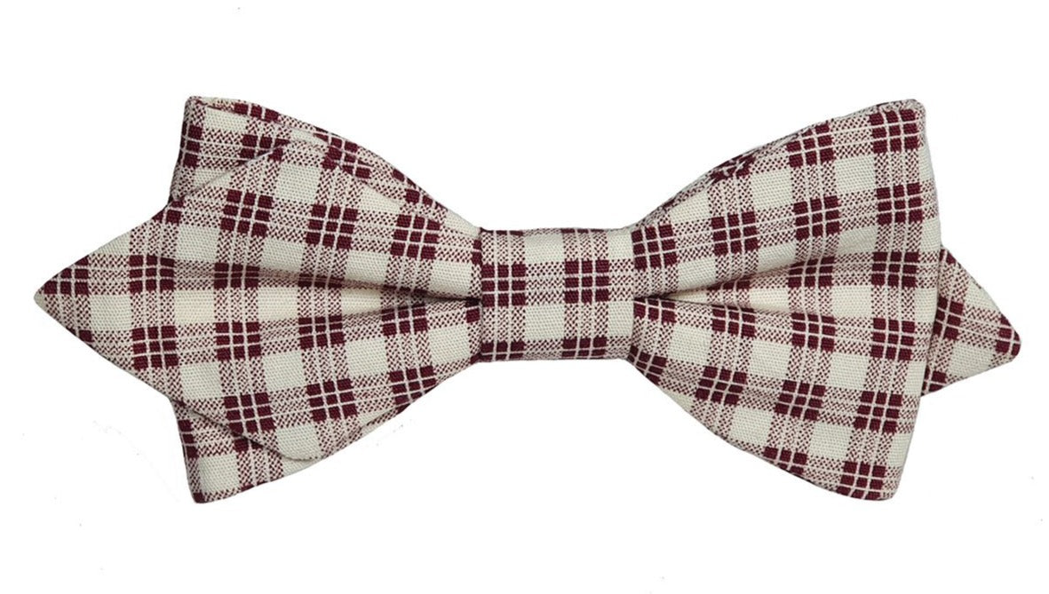 Noeud papillon à carreaux bordeaux et crème - Effet Noeud Pap
