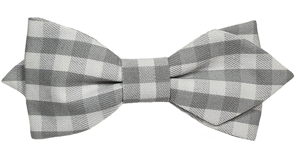 Nœud papillon à carreaux gris et crème