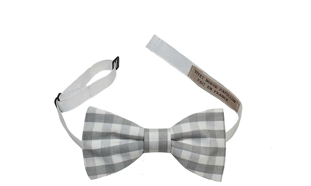 Noeud papillon à carreaux gris beige - Effet Noeud Pap