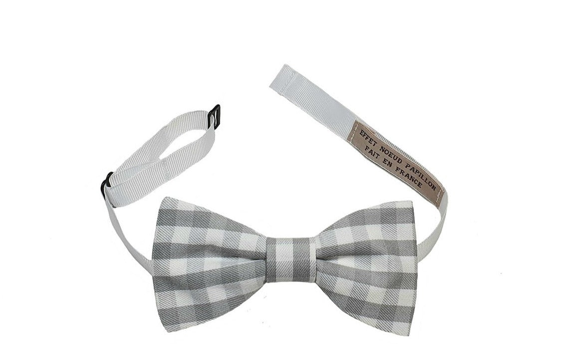 Noeud papillon à carreaux gris beige - Effet Noeud Pap