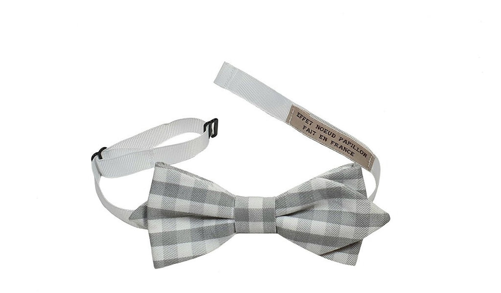Noeud papillon à carreaux gris beige - Effet Noeud Pap