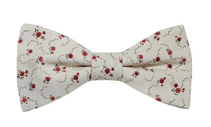 Noeud papillon fleuri beige, rose et grenat - Effet Noeud Pap
