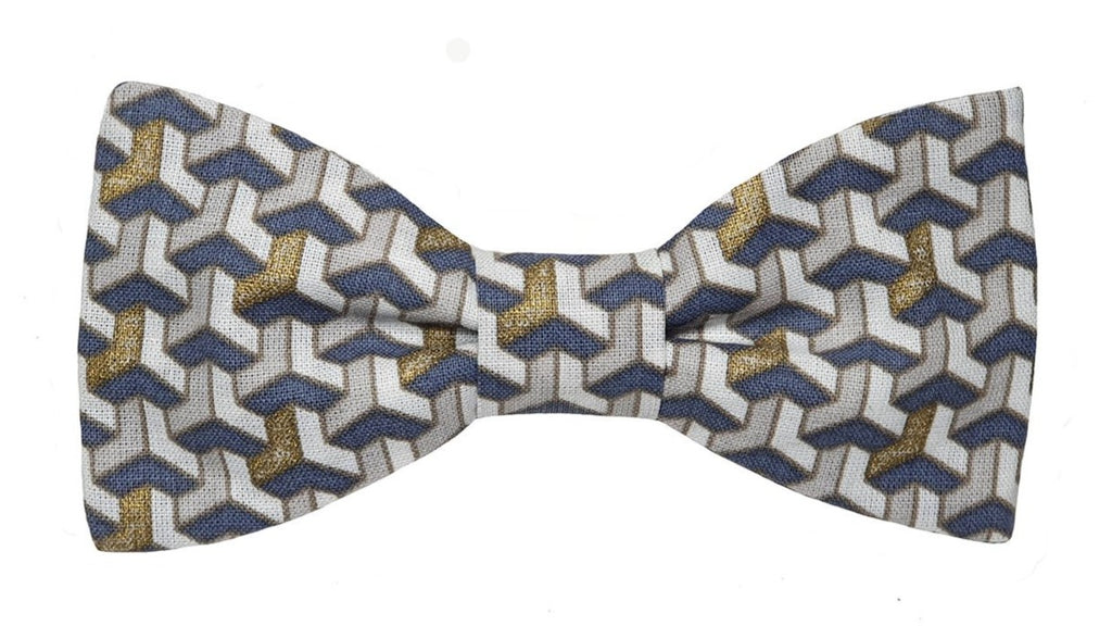 Nœud papillon cubes gris et or
