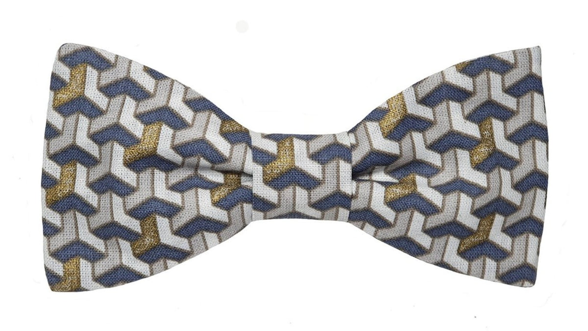 Nœud papillon cubes gris et or