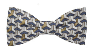 Nœud papillon cubes gris et or