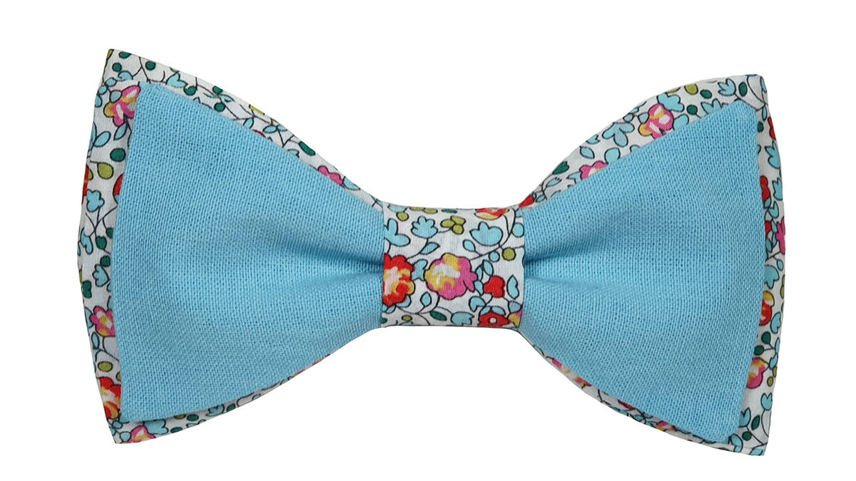 Noeud papillon Double - Liberty et bleu turquoise