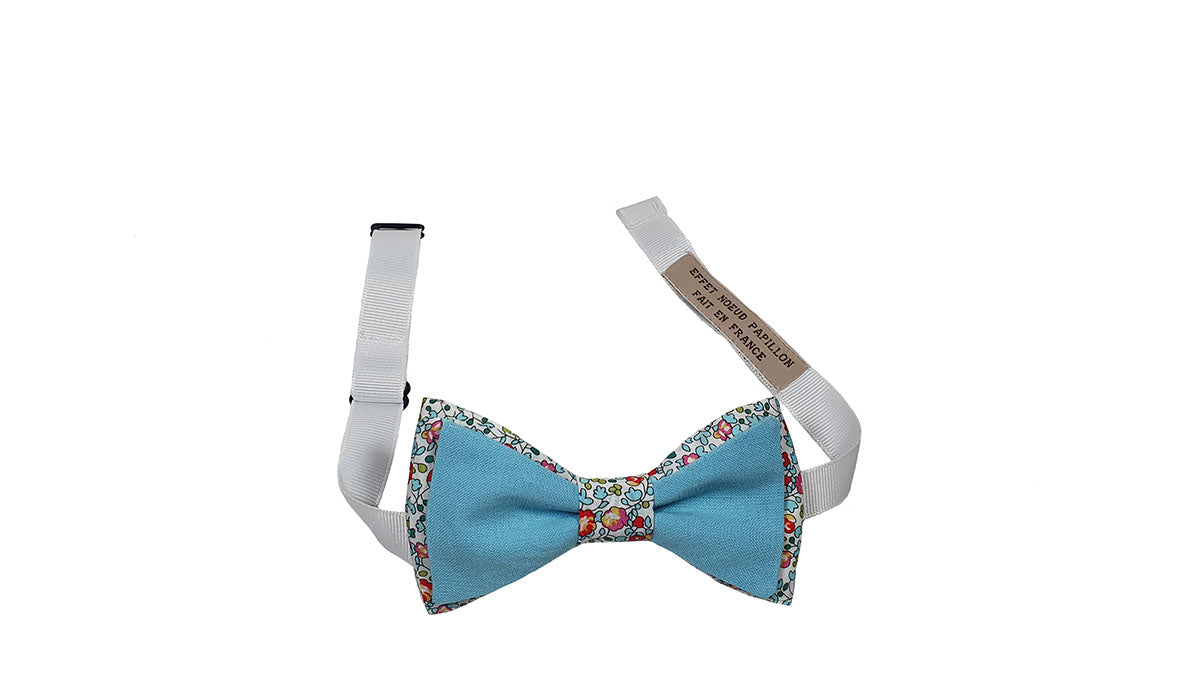 Noeud papillon Double - Liberty et bleu turquoise
