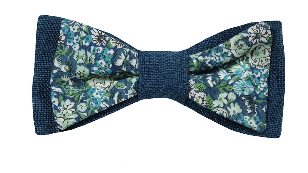 Noeud papillon Double - Liberty Vert / Lin Vert Canard