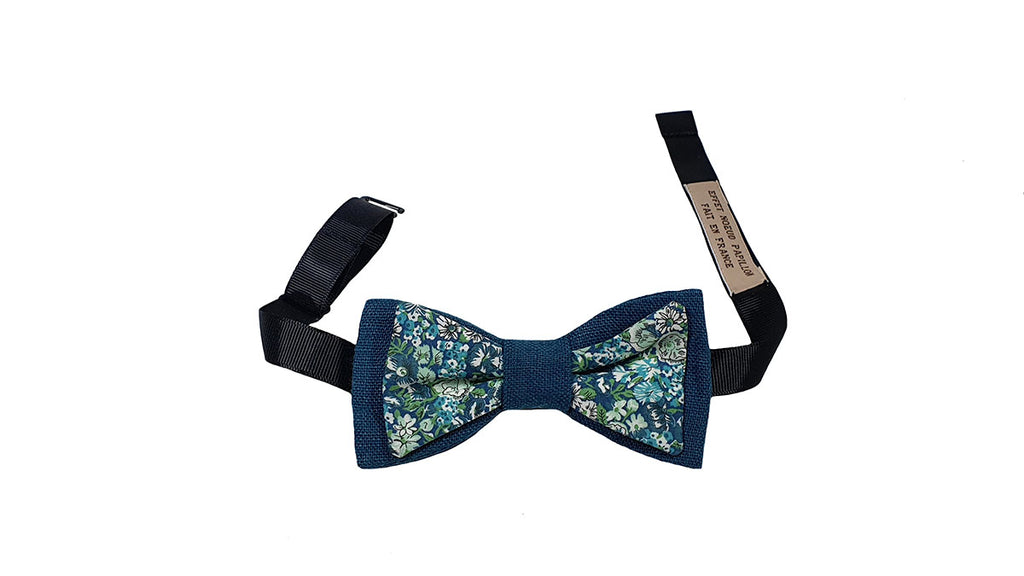 Noeud papillon Double - Liberty Vert / Lin Vert Canard