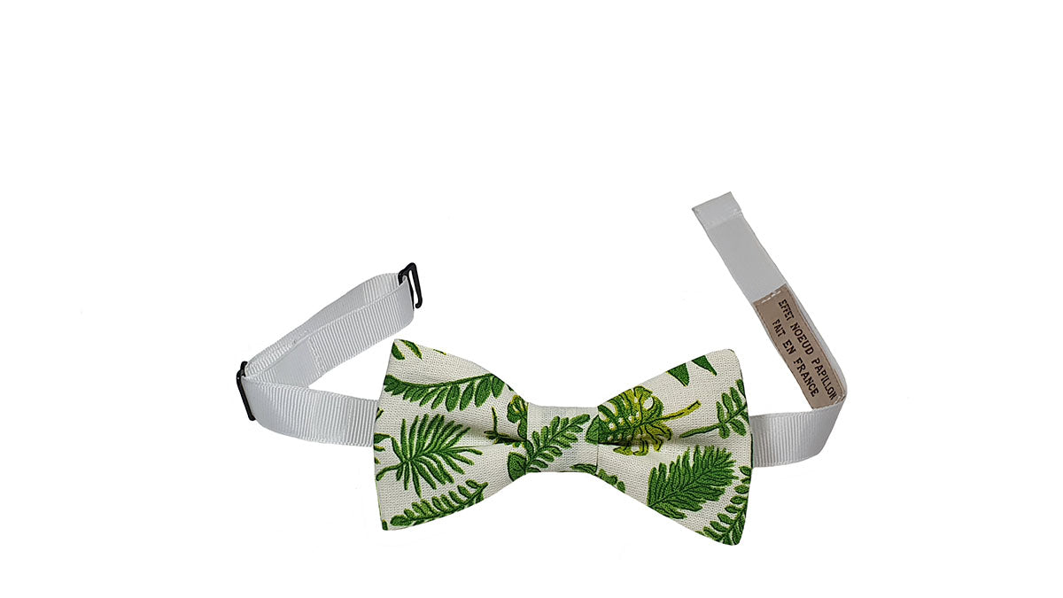 Noeud papillon blanc feuillage vert - Effet Noeud Pap