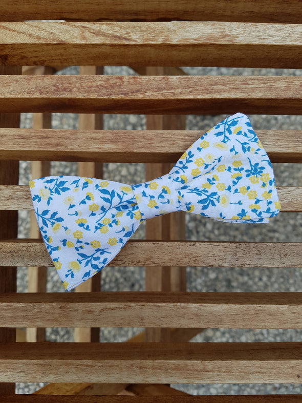 Noeud papillon fleuri jaune et bleu - Effet Noeud Papillon