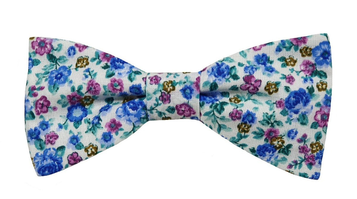 Noeud papillon fleuri bleu outremer et violine - Effet Noeud Pap