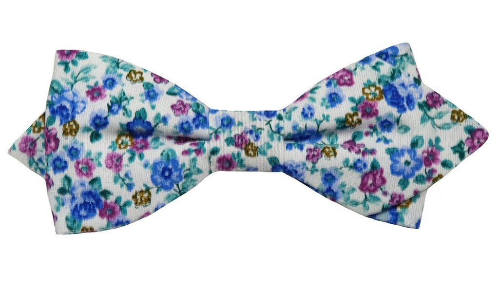Nœud papillon fleuri bleu outremer et violine