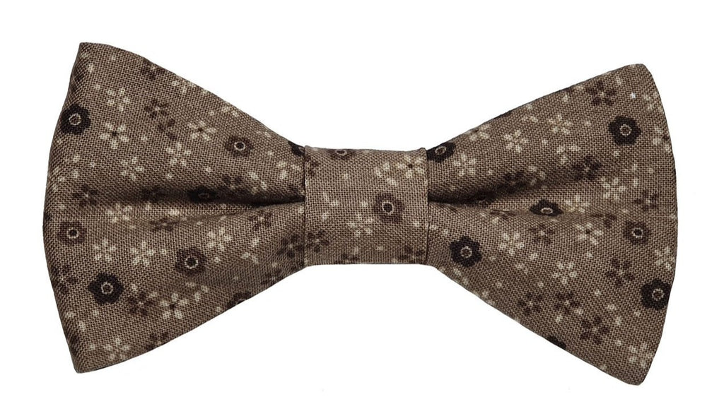 Nœud papillon fleuri marron et beige