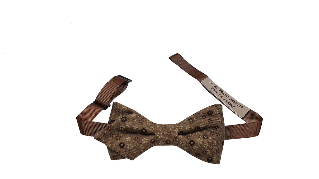 Noeud papillon fleuri marron et beige - Effet Noeud Pap