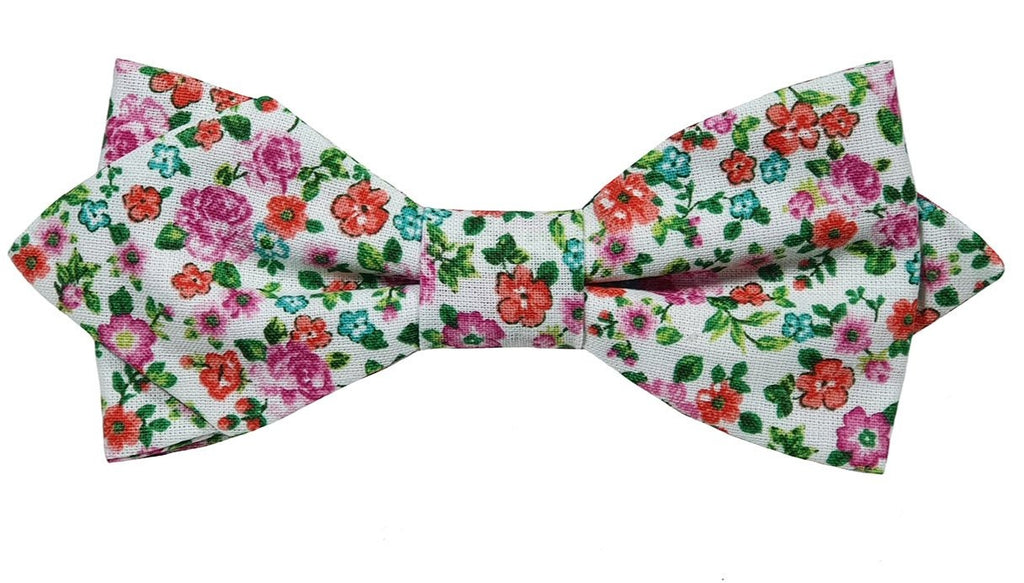 Nœud papillon fleuri rose et rouge