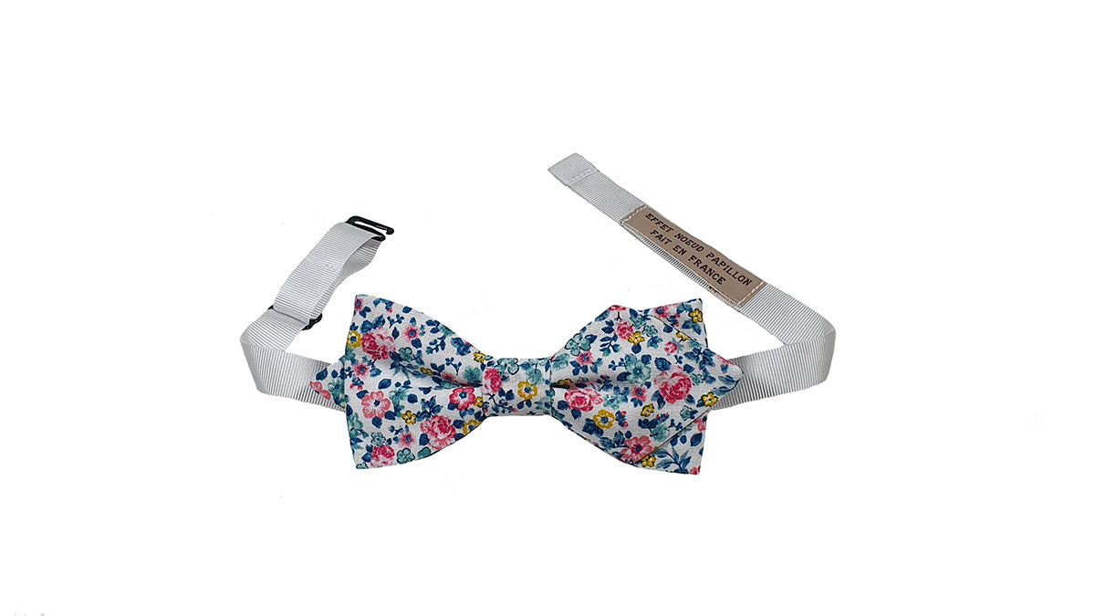 Noeud papillon fleuri rose et vert - Effet Noeud Pap